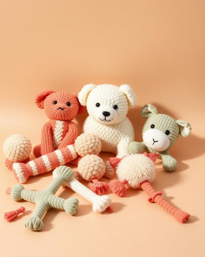 Assorted pet toys arranged on a light surface